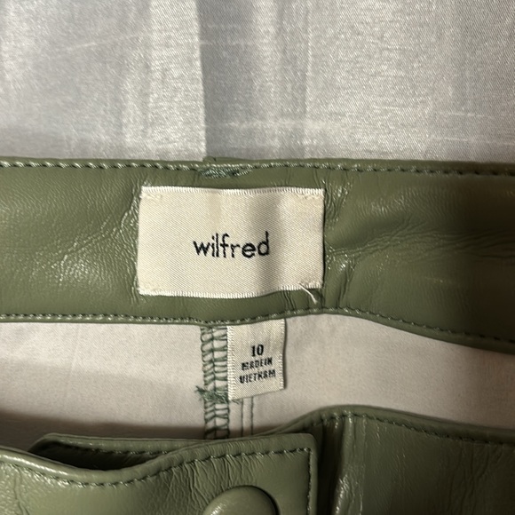 NWT Aritzia Wilfred Beatrix Bitter Sage Wilfred Vegan Leather Pants Size 10 - Picture 5 of 12